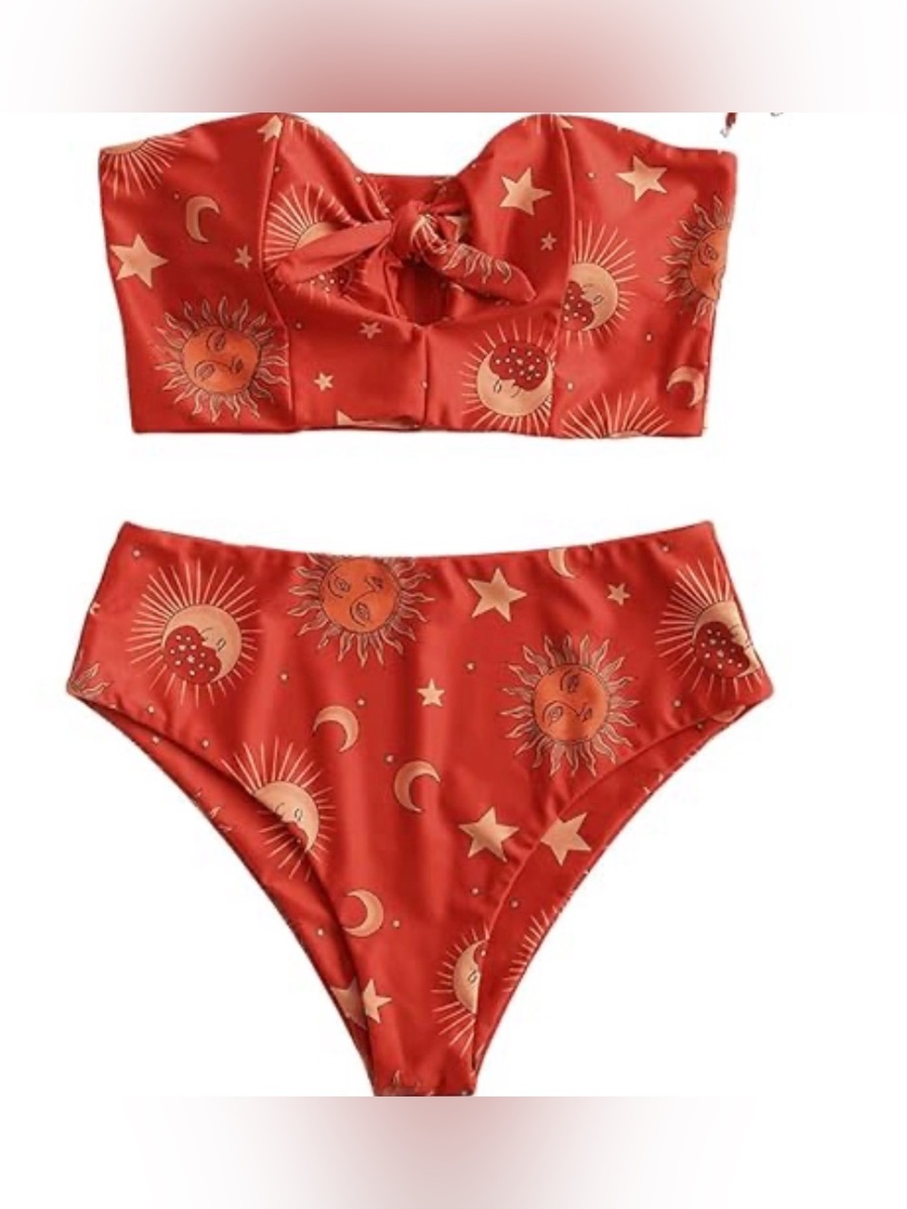 Red Orange Sun & Moon Two-Piece Bikini Set